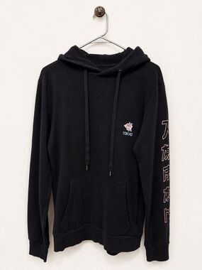 No Boundaries Black Crewneck Hoodie with Tokyo Chest Graphic